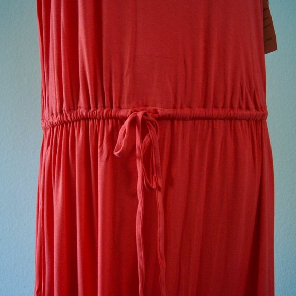 Merona Dress XL Berry Navy Sleeveless Maxi Scoop Neck Drawstring Waist NWT - Picture 3 of 6